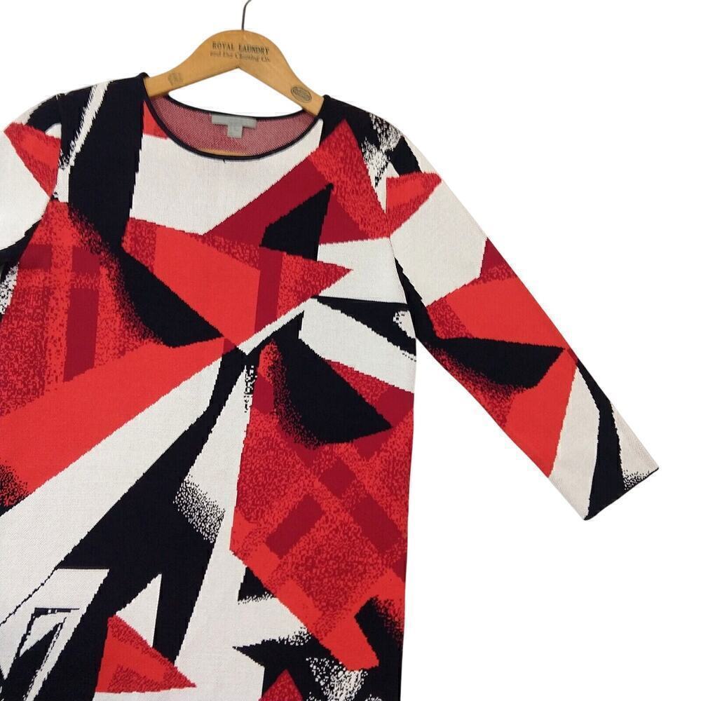 COS Sweater Dress Size XS Knit Jacquard Red Black Abstract Minimalist Artsy - Picture 3 of 8